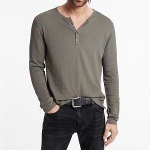 NWT $128 John Varvatos Henley Shirt XXL Gray Men's Walden 100% Pima Cotton 2XL